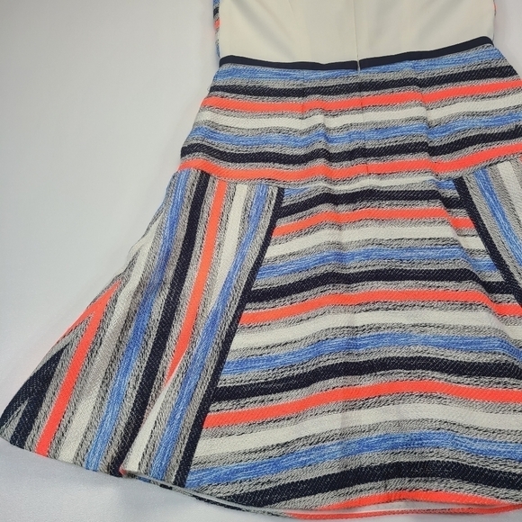 Shoshanna Simone Dress Stripe Fit & Flare Sleeveless Textured Linen Blend Mini 2 - Picture 8 of 15